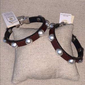 B&G Silver Beads, Pearls & Leather Bracelet